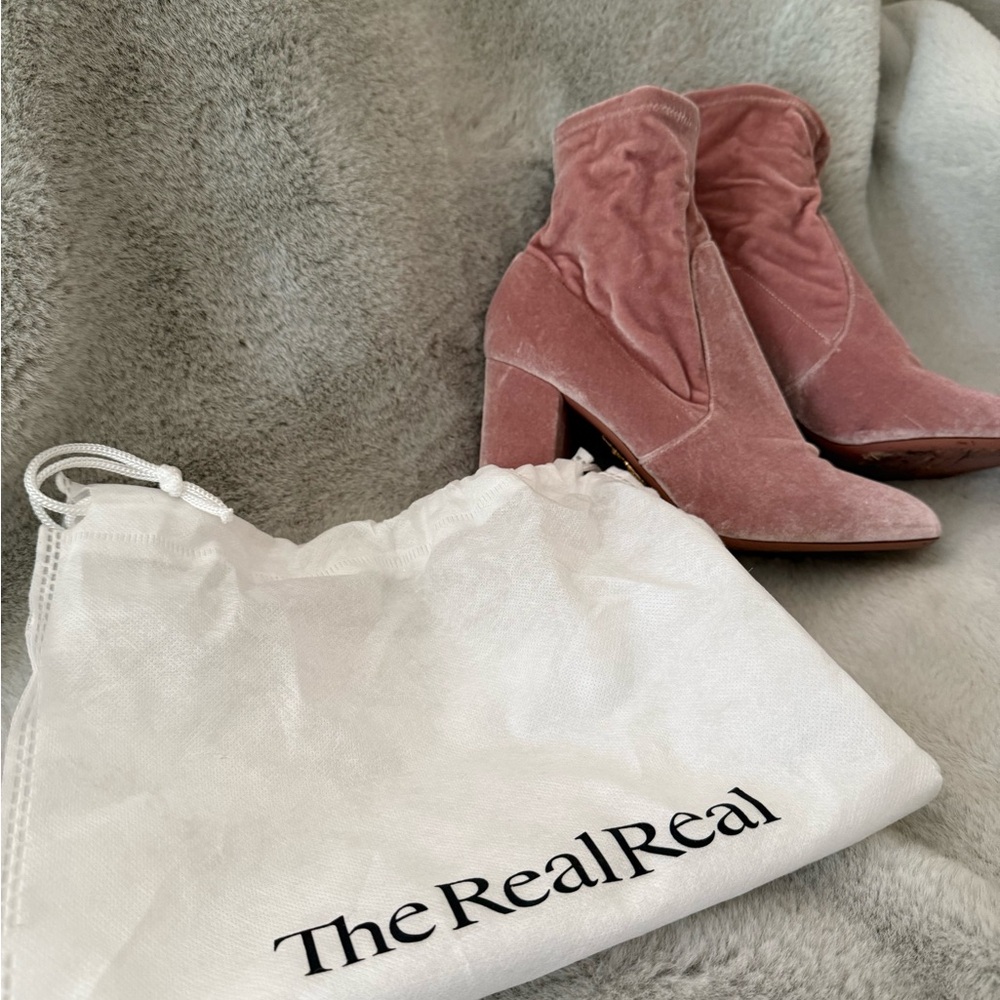 Aquazzura Pink Velvet Ankle Boots